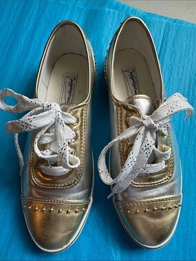Metallic Gold & Silver Women's Lace-Up Sneakers